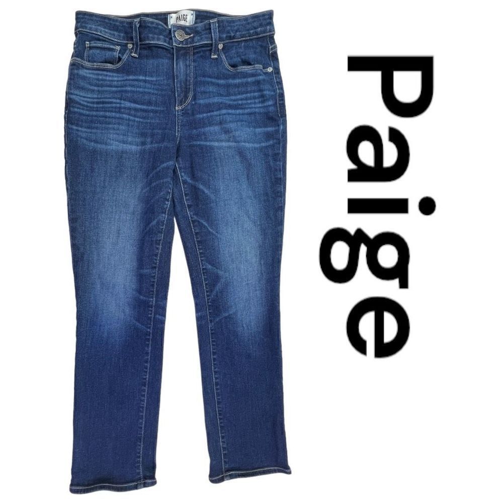 Paige  Brigitte Womens 26 Blue Dark Wash Denim Mid-Rise Straight Cropped Jeans